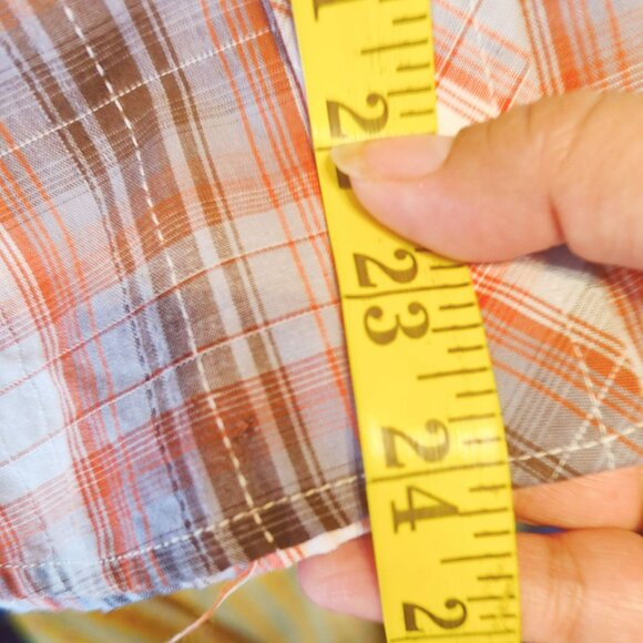 Roper Boys Large Western Plaid Snap Button Long Sleeve Shirt Brown Orange - Picture 6 of 6